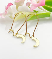 Gold Crescent Moon Earrings, Crescent Moon Jewelry Gift, Birthday Gifts, Hypoallergenic, L005