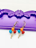 Balloon Earrings, Hypoallergenic Earrings, Gold Balloon Charm, Balloon Jewelry Gift, Dangle Hoop Lever-back Earrings, L312