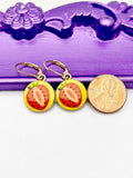 Strawberry Earrings, Hypoallergenic Earrings Gold Strawberry Charm Strawberry Fruit Jewelry Gift, Dangle Hoop Lever-back Earrings L332