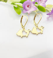Pig Earrings, Pig Jewelry Gift, Farmer Pig Mom Earrings, Pet Gifts, Hypoallergenic Gold Earrings, L011