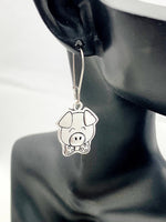 Pig Earrings, Cute Pig Charms, Pig Farm Animal Pet Jewelry Gift, Best Friends Gift, Birthday Gift, Hypoallergenic, Silver Earrings, L028