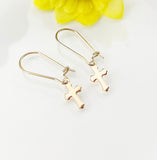 Rose Gold Cross Earrings, Tiny Cross Charms, Cross Jewelry Gift, Best Friends Gift, Birthday Gift, Hypoallergenic, Rose Gold Earrings, L030