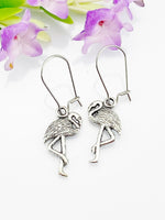 Flamingo Earrings, Flamingo Charm, Flamingo Bird Jewelry Gift, Mother's Day Gift, Bridesmaid Gift, Hypoallergenic, Silver Earrings, L041