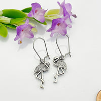 Flamingo Earrings, Flamingo Charm, Flamingo Bird Jewelry Gift, Mother's Day Gift, Bridesmaid Gift, Hypoallergenic, Silver Earrings, L041