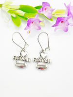 Football Earrings, I Heart Football Charm, Football Team Fan Jewelry Sport Gift, Mother's Day Gift, Hypoallergenic, Silver Earrings, L055