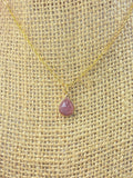 Strawberry Quartz Necklace, Gemstone Jewelry, Real 18K Gold Plated Dainty Necklace, Love Romance to Enhance Unconditional Love, L372