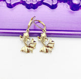 Goldfish Earrings, Hypoallergenic Earrings, Dangle Hoop Lever-back Earrings, L386