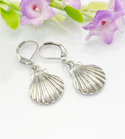 Shell Earrings, Hypoallergenic Earrings, Sea Shell Charm, Ocean SeaShell Jewelry Gift, Dangle Hoop Earrings, L146