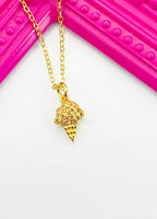 Gold Ice Cream Necklace, Gold Plated Cubic Zirconia Ice Cream Charm, Layering Necklace, Dainty Necklace, L168