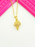 Gold Ice Cream Necklace, Gold Plated Cubic Zirconia Ice Cream Charm, Layering Necklace, Dainty Necklace, L168