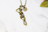 Skeleton Necklace, Bronze Necklace, Personalized Initial Gift, N4467