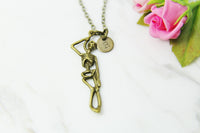 Skeleton Necklace, Bronze Necklace, Personalized Initial Gift, N4467