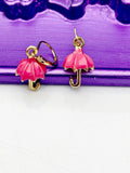 Umbrella Earrings, Hypoallergenic Earrings, Gold Umbrella Charm, Umbrella Jewelry Gift, Dangle Hoop Leverback Earrings, L211