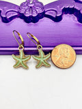 Starfish Earrings, Hypoallergenic Earrings, Gold Starfish Charm, Ocean Beach Summer Jewelry Gift, Dangle Hoop Leverback Earrings, L230