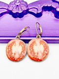Tomato Earrings, Hypoallergenic Earrings, Gold Red Tomato Charm, Foodie Summer Jewelry Gift, Dangle Hoop Leverback Earrings, L252