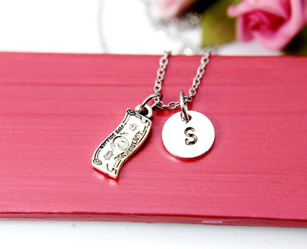 Money Necklace, Banknote Bill Charm Luck Jewelry Gifts, Best Birthday Gift, Christmas Gift, Personalized Initial Gift, N4383