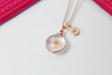 Rose Gold Necklace, Real Pressed Flower Necklace, Cherry Blossom, N4490
