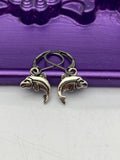 Fish Earrings Hypoallergenic Earrings, Silver Fish Charm, Outdoor Fishing Jewelry Gift, Dangle Hoop Leverback Earrings, L264