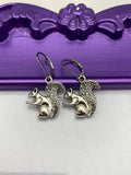 Spring Earrings Hypoallergenic Earrings, Silver Squirrel Animal Charm, Squirrel Nature Jewelry Gift, Dangle Hoop Leverback Earrings, L265