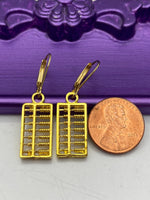 Bookkeeping Earrings, Hypoallergenic Earrings, Gold Abacus, Accountant Jewelry Gift, Dangle Hoop Lever back Earrings, L271