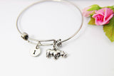 Silver Rhinoceros Charm Bracelet - Lebua Jewelry, Rhino Charm, Personalized Customized Gifts, N1740