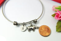 Rhino Lover Gift Bracelet, Rhinoceros Jewelry, Silver Rhinoceros Charm Bracelet , N1740