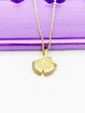 Gold Ginkgo Leaf Necklace, L435