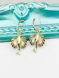 Gold Flying Fish Earrings, Hypoallergenic, Dangle Hoop Lever-back Earrings, L440