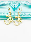 Gold Om Earrings, Hypoallergenic, Dangle Hoop Lever-back Earrings, L442