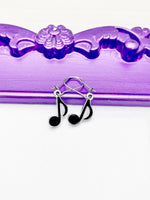 Musician Earrings, Hypoallergenic Earrings, Music Note Charm, Musical Jewelry Gift, Dangle Hoop Lever back Earrings, L306