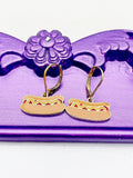 Hotdog Earrings, Hypoallergenic Earrings, Gold Hotdog Charm, Hotdog Foodie Jewelry Gift, Dangle Hoop Lever-back Earrings L337
