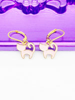 Gold Cat Earrings, Hypoallergenic, Dangle Hoop Lever-back Earrings, L461
