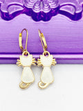 Gold Cat Earrings, Hypoallergenic, Dangle Hoop Lever-back Earrings, L463