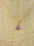 Strawberry Quartz Necklace, Gemstone Jewelry, Real 18K Gold Plated Dainty Necklace, Love Romance to Enhance Unconditional Love, L372