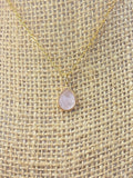 Rose Quartz Necklace, Gemstone Jewelry, Real 18K Gold Plated Dainty Necklace, Love and Harmony, L374