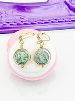 Qinghai Jade Earrings, Authentic Qinghai Jade Gemstone, Spinner Earrings, Hypoallergenic, Dangle Hoop Lever-back Earrings, L396