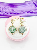 Qinghai Jade Earrings, Authentic Qinghai Jade Gemstone, Spinner Earrings, Hypoallergenic, Dangle Hoop Lever-back Earrings, L396