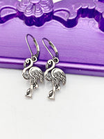 Flamingo Earrings, Flamingo Pink Bird Charms, Flamingo Jewelry Gifts, Hypoallergenic Earrings, L418