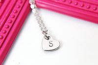 Initial Heart Necklace, Hypoallergenic Necklace, Personalized Initial Gift, N4475