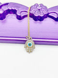 Gold Evil Eye Hamsa Hand Necklace, L433