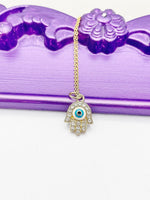 Gold Evil Eye Hamsa Hand Necklace, L433