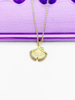 Gold Ginkgo Leaf Necklace, L435