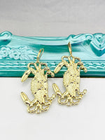 Gold Crab Earrings, Large, Hypoallergenic, Dangle Hoop Lever-back Earrings, L452