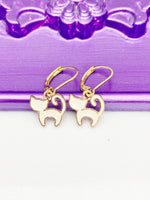 Gold Cute Cat Earrings, Hypoallergenic, Dangle Hoop Lever-back Earrings, L454