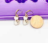 Gold Cat Earrings, Hypoallergenic, Dangle Hoop Lever-back Earrings, L469