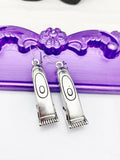 Silver Shaver Earrings, Hypoallergenic, Dangle Hoop Lever-back Earrings, L476