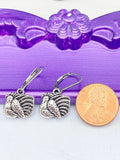 Silver Turkey Earrings, Hypoallergenic, Dangle Hoop Lever-back Earrings, L479