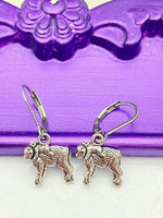 Silver Mother Monkey and Baby Earrings, Hypoallergenic, Dangle Hoop Lever-back Earrings, L480