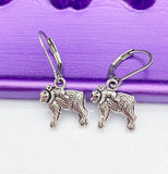 Silver Mother Monkey and Baby Earrings, Hypoallergenic, Dangle Hoop Lever-back Earrings, L480