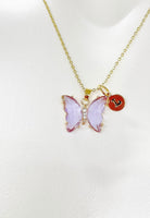 Best Mother's Day Gift for Mom Grandma Aunt, Butterfly Necklace, Purple Lilac, Crytal Jewelry, Personalized Gift, N4646
